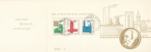 DDR - Gedenkblatt, 800-Jahr-Feier-Karl-Marx-Stadt, C2-1965 N.