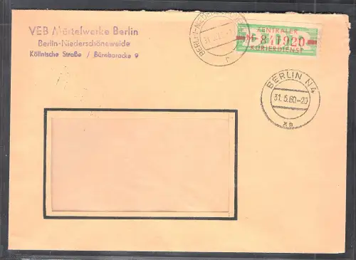 DDR. ZKD-Brief mit  EF. Mi.-Nr. 30 II M mit PF: I, sign. Mayer.