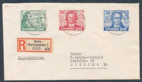 Berlin Mi.-Nr. 81-83 auf R.-Brief mit zentrischem St. Berlin-Charlottenburg as.