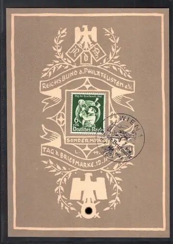 DR. Gedenkblatt Tag der Briefmarke 1941 mit Mi.-Nr.762