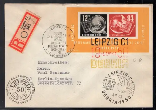 DDR. Mi.-Nr.  Block 7 gelaufen als R-Fernbrief mit Ak-St.