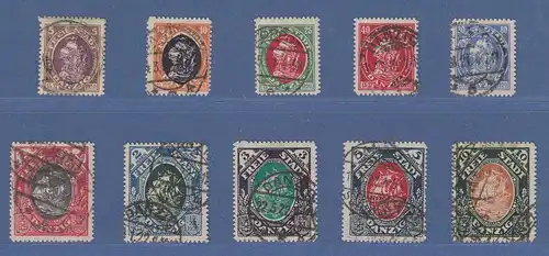 Danzig Kogge durchstochen Mi.-Nr. 53-62 Satz kpl echt gestempelt, gepr. INFLA. 