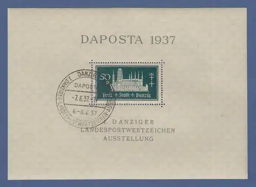 Danzig 1937 Blockausgabe DAPOSTA Mi.-Nr. Block 1b mit Sonder-O 7.6.37