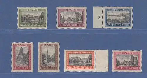 Danzig 1924-25 Freimarken Bauwerke / Ansichten Mi.-Nr. 207-213  kpl. 7 Werte ** 