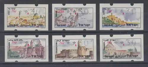 Israel Klüssendorf ATM Touristische Orte 1994 6 Motive ohne Aut.-Nr. Mi-Nr. 8-13