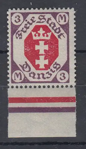 Danzig 1921 Wappen im 8-Eck Höchstwert 3 Mark Mi.-Nr. 86  postfrisch **  