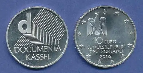 10-€-Gedenkmünze Dokumenta Kassel 2002, stempelglanz