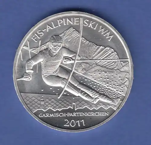 10-€-Gedenkmünze 2010 FIS Alpine Ski-WM 2011, stempelglanz