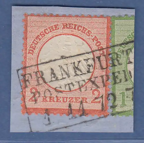 Dt. Reich kleiner Brustschild 2 Kreuzer Mi.-Nr. 8 auf Briefstück, O FRANKFURT