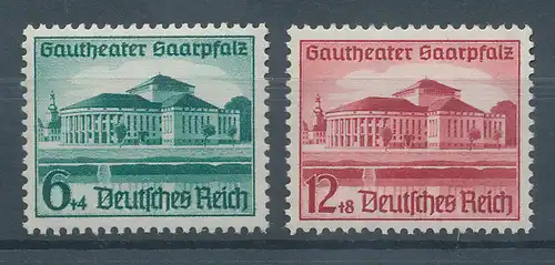 Deutsches Reich 1938, Gautheater Saarpfalz,  Mi.-Nr. 673-674 Satz einwandfrei **