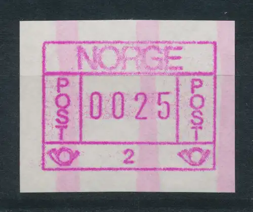 Norwegen Frama-ATM 1978,  Endstreifen-ATM 0025 aus Automat 2 **