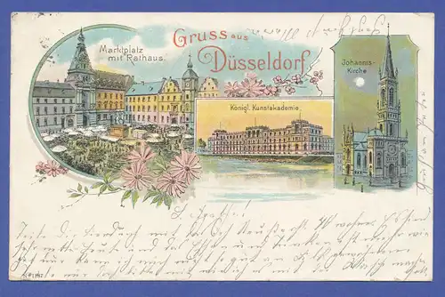 AK Gruß aus Düsseldorf, 1903 gel. innerhalb Düsseldorfs.