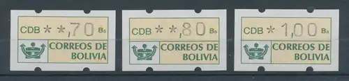 Bolivien Klüssendorf ATM 1989 Satz 70-80-100, postfrisch **