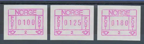 Norwegen Frama-ATM 1978, Aut.-Nr. 2 (Oslo Flughafen) Tastensatz 100-125-180 **