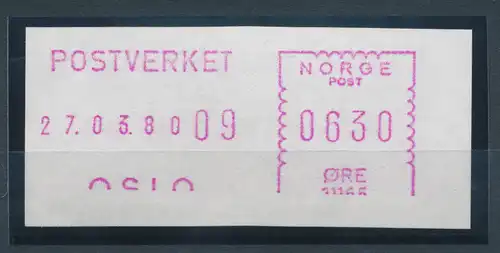 Norwegen Schalterfreistempel von 1980, lila, Wert 0630 Öre, ohne Unterlinie 