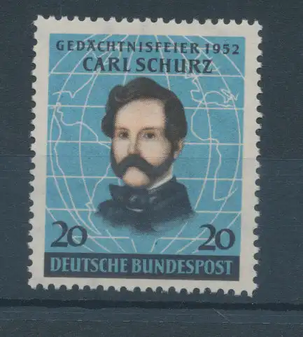 Bundesrepublik 1952, Landung von Carl Schurz in Amerika, Mi.-Nr. 155 **