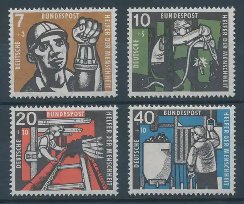 Bundesrepublik 1957, Wohlfahrt: Kohlebergbau, Mi.-Nr. 270-73 ** 