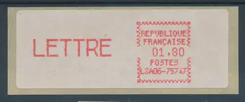 Frankreich ATM CGA-Alcatel LSA06-75747, Wert LETTRE 01,80 **  