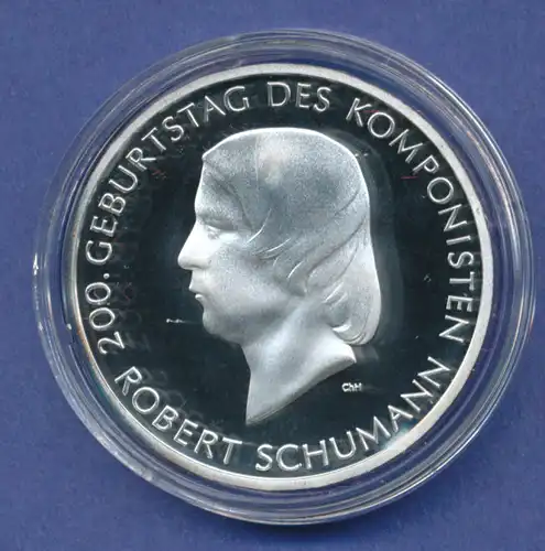 10-€-Gedenkmünze PP, Robert Schumann, Polierte Platte, Spiegelglanz