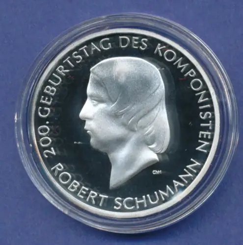 10-€-Gedenkmünze PP, Robert Schumann, Polierte Platte, Spiegelglanz