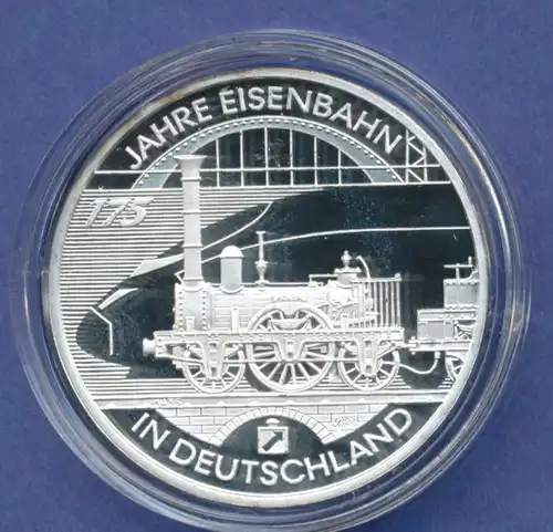 10-€-Gedenkmünze PP, 175 Jahre Deutsche Eisenbahn, Polierte Platte, Spiegelglanz