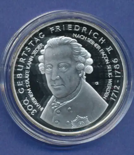 10-€-Gedenkmünze PP, Friedrich II. von Preußen, Polierte Platte, Spiegelglanz