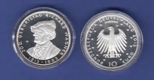 10-€-Gedenkmünze PP, Richard Wagner, Polierte Platte, Spiegelglanz