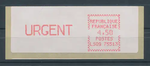 Frankreich ATM Crouzet LS09 75513, Wert URGENT 4,50 aus 3.Tarif ** 