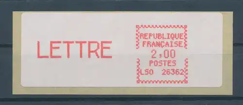 Frankreich ATM Crouzet LS0 26362, glattes Papier, Wert LETTRE 2,00 ** 