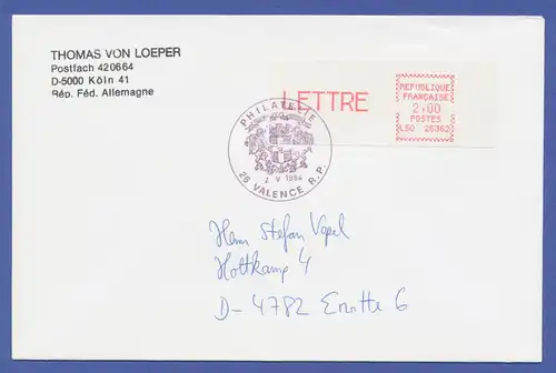 Frankreich ATM Crouzet LS0 26362, rauhes Papier, LETTRE 2,00 auf Brief.  
