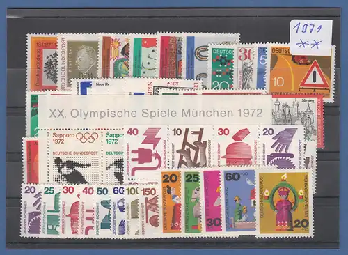 Bundesrepublik: alle Briefmarken des Jahrgangs 1971 komplett postfrisch !