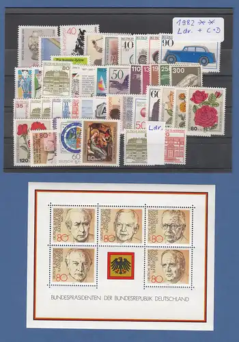 Bundesrepublik: alle Briefmarken des Jahrgangs 1982 komplett postfrisch !