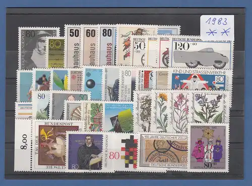 Bundesrepublik: alle Briefmarken des Jahrgangs 1983 komplett postfrisch !