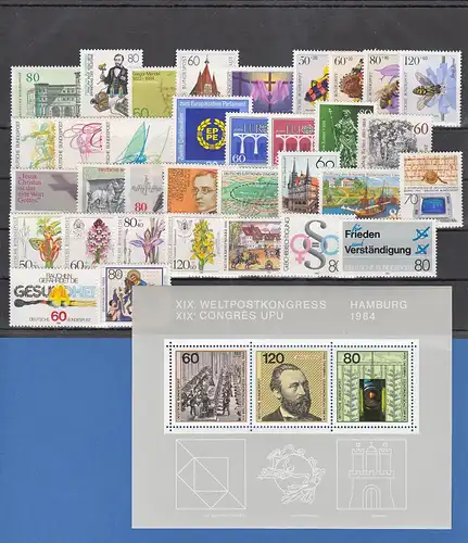Bundesrepublik: alle Briefmarken des Jahrgangs 1984 komplett postfrisch !