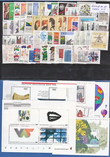 Bundesrepublik: alle Briefmarken des Jahrgangs 1997 komplett postfrisch !