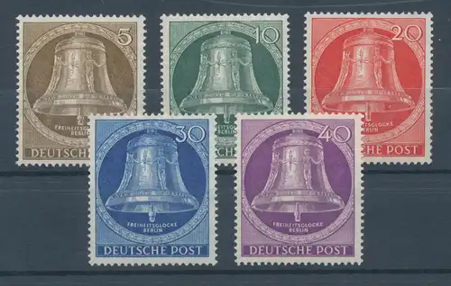 Berlin 1953, Glocke, Klöppel mittig, kpl. Satz Mi.-Nr. 101-105 **