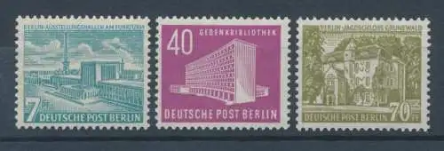 Berlin 1954, Freimarken Berliner Bauten, 3 Erg.-Werte  Mi.-Nr. 121-123 **