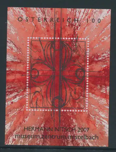 Österreich 2007, Blockausgabe Moderne Kunst H. Nitsch, Mi.-Nr. Block 37 **