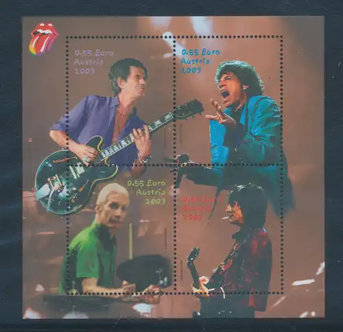 Österreich 2003, Blockausgabe Rockgruppe "The Rolling Stones", Mi.-Nr. Bl. 21 **