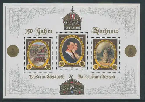 Österreich 2003, Blockausgabe Hochzeit Elisabeth, Franz Joseph Mi.-Nr. Bl. 23 **