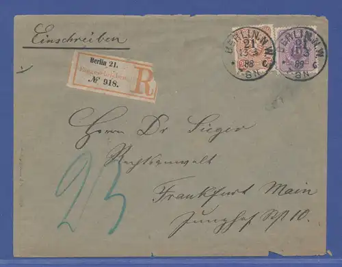 Deutsches Reich Pfennig Mi.-Nr. 40 und 43 auf R-Brief Berlin-->Frankfurt 