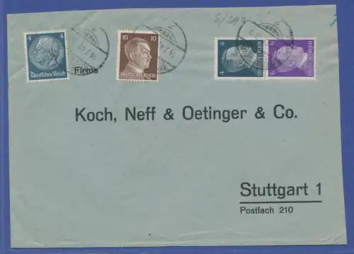 Deutsches Reich Zusammendruck aus Rollen S290 auf Brief aus Regensburg.