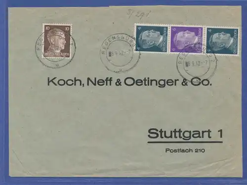 Deutsches Reich Zusammendruck aus Rollen S291 auf Brief