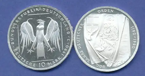 Bundesrepublik 10DM Silber-Gedenkmünze 1991, 800 Jahre Deutscher Orden