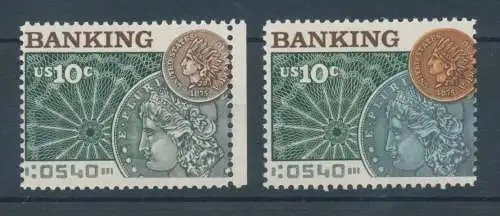 USA 1975 Banking, FEHLDRUCK ohne Farben blau und braun !!! SEHR SELTEN !  ** MNH