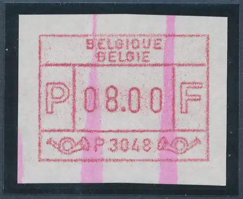 Belgien FRAMA-ATM P3048  mit ENDSTREIFEN, Wertstufe 8,00 BFr.  Top-RARITÄT !
