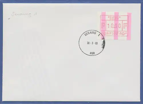 Belgien FRAMA-ENDSTREIFEN-ATM P 3051 auf FDC Seraing 28.3.83.  SEHR SELTEN !