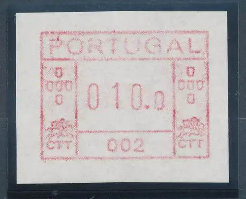 Portugal Frama-ATM 1981, ATM mit Gerätenummer 002 auf weißem Papier 