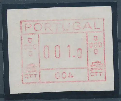 Portugal Frama-ATM 1981, ATM mit Gerätenummer 004 auf weißem Papier 