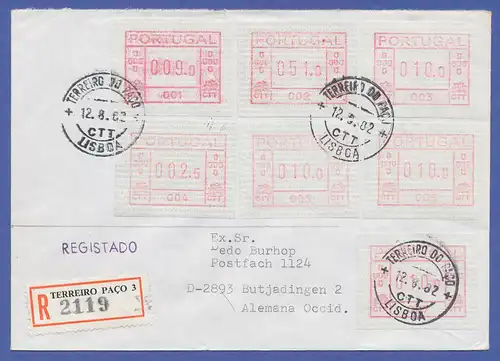 Portugal Frama-ATM 1981, Brief mit 7 ATM 001-007 aus OA und mit Orts-Stempel ! 